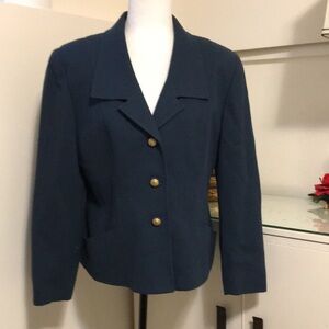 Dark Teal Wool Blazer Size 12